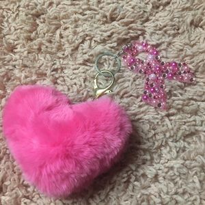 Breast cancer awareness Blinged out heart keychain